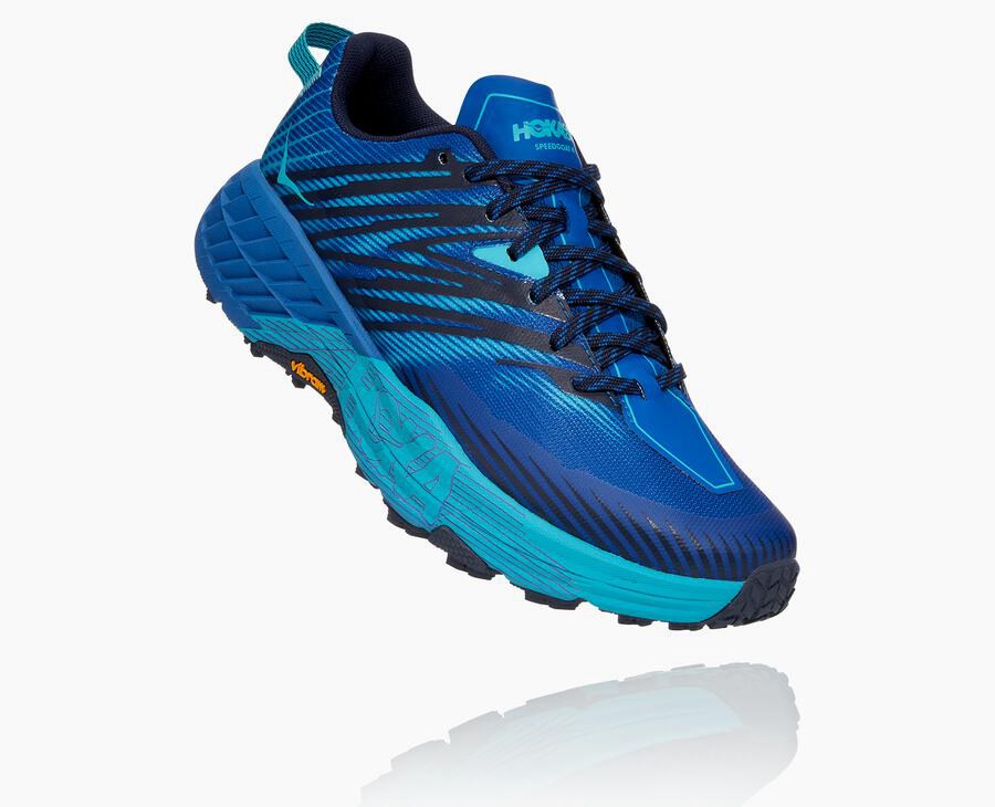Hoka Speedgoat 4 - Men's Trail Shoes - Blue - UK 786JLARTV
